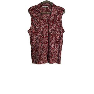 Kasper Top Women's XL Multicolor Sleeveless Blouse Abstract Tie Detail Flowy